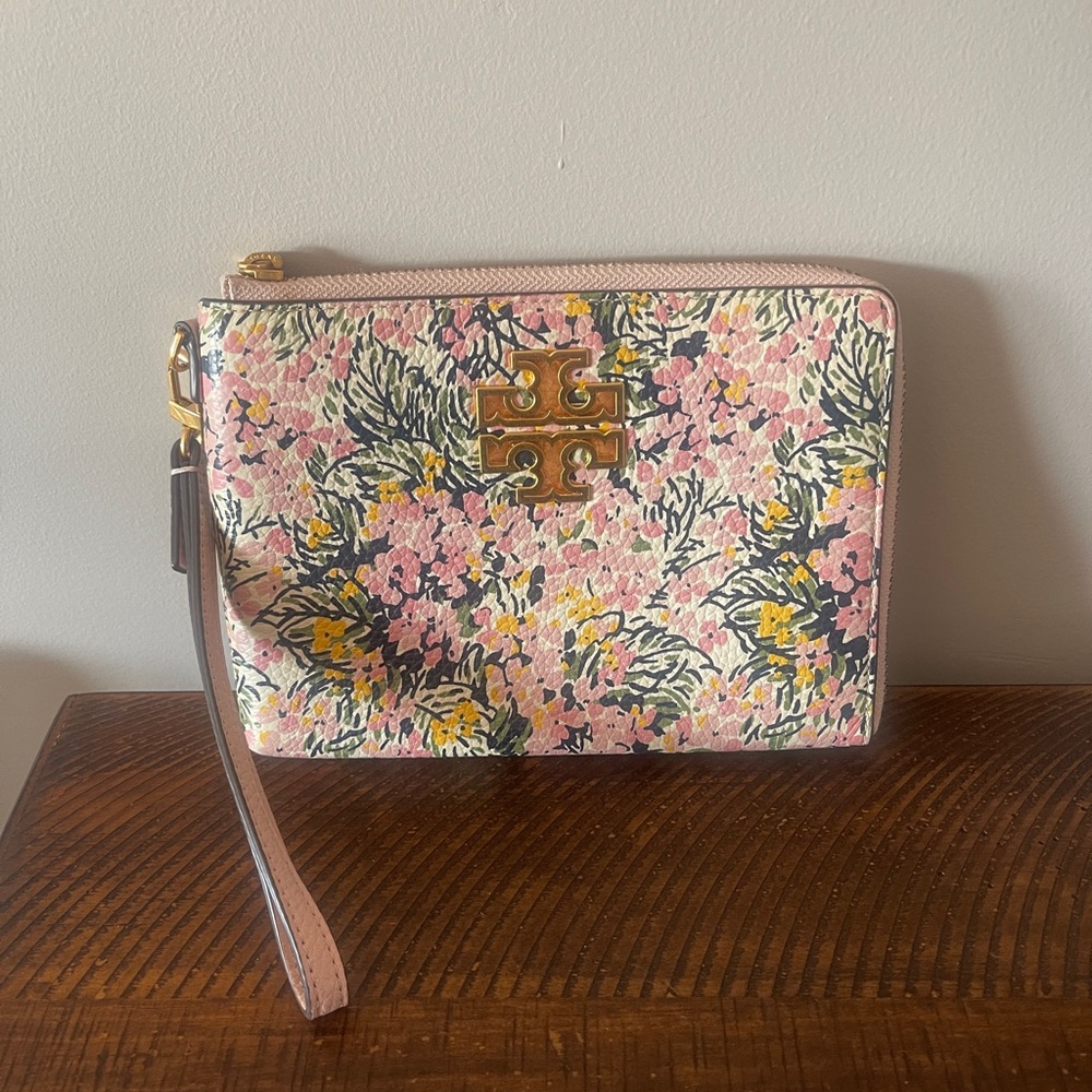 Tory Burch Pink and Yellow Floral Clutch
